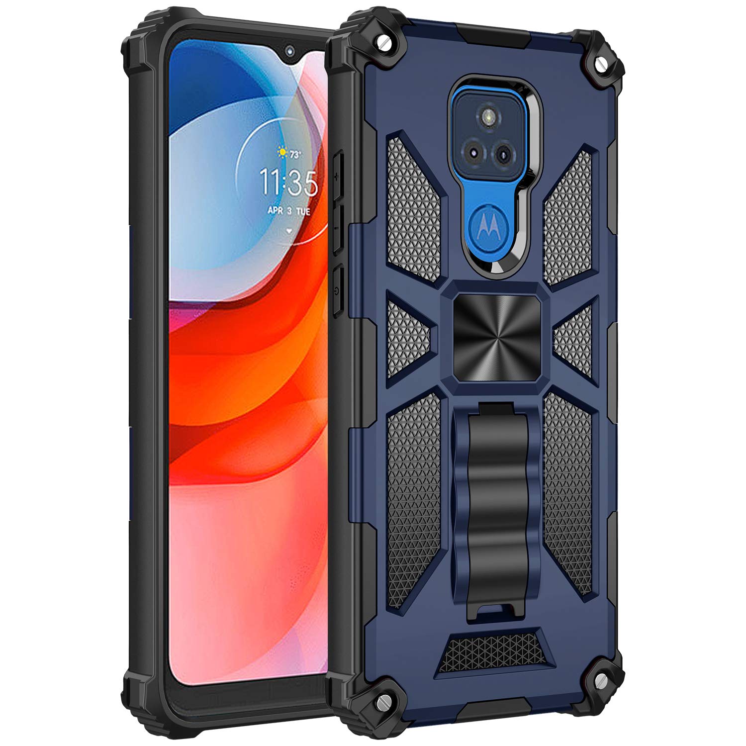 Anccer Armor Series for Moto G Play 2021 Case with Kickstand Anti Shock Dual Layer Anti Fingerprint Protective Cover‘s High-Grade PC Material Military-Grade Protective Cover with Bracket (Blue)