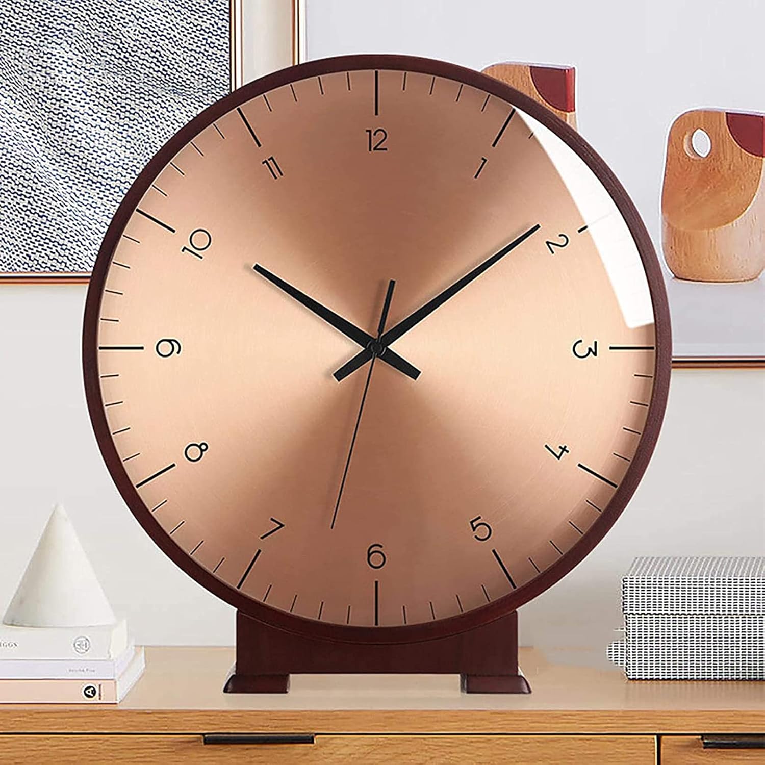 Mantel Clock, 10 Inch Silent Mantle Clock with Batteries, Vintage Solid Wood Mantel Clocks for Living Room Decoration Mantel Clocks,A (A)