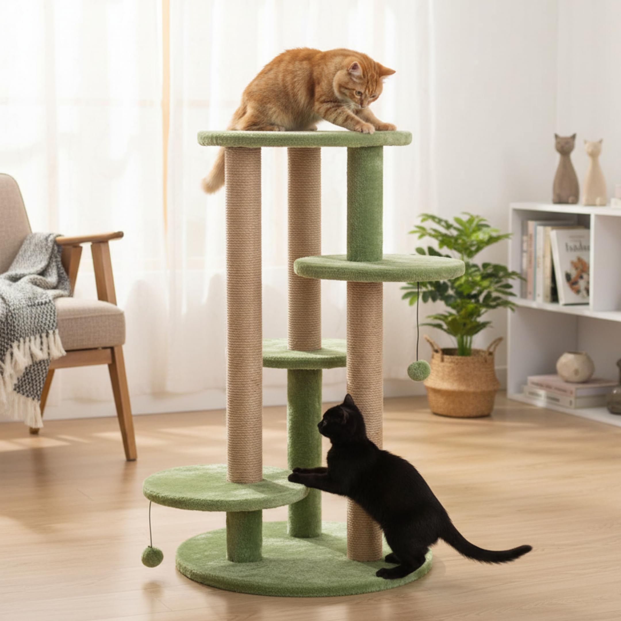 FURRLOVERS Multi-Level Cat Tree with Scratching Posts and Platforms (Green - FURR-11) 2