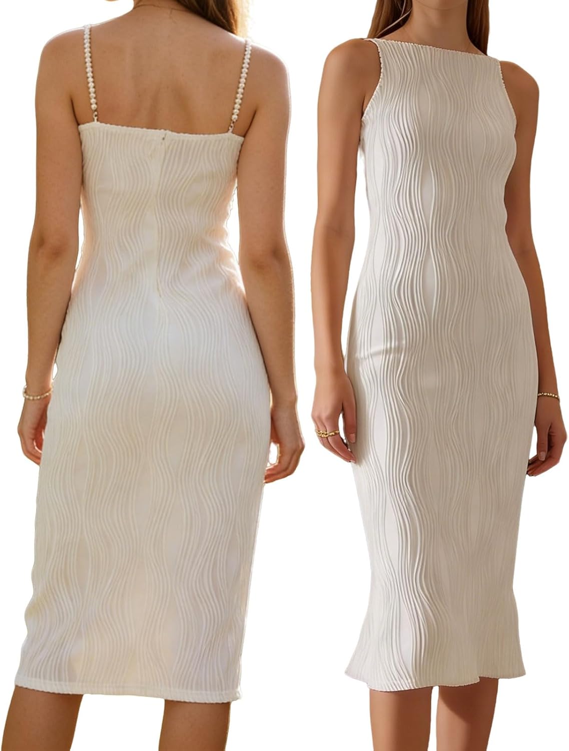 RIHOAS Elegant Semi-Formal Cami Dress Sleeveless Bodycon Summer Dress for Wedding Guests, Bridesmaids, Cocktail Parties