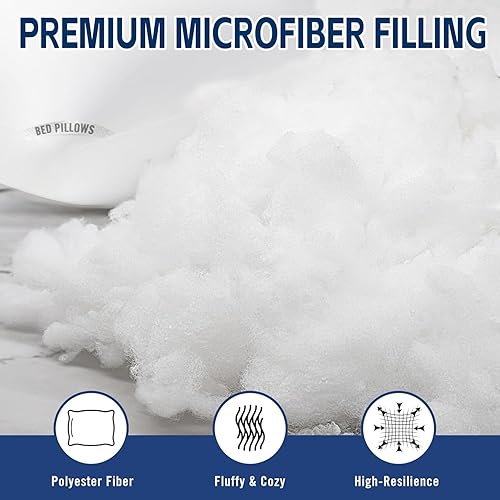 Miniatura 9 de Almohadas de cama para dormir, paquete de 2, almohadas tamaño Queen, relleno alternativo de plumón, almohada para dormir de espalda, estómago o de