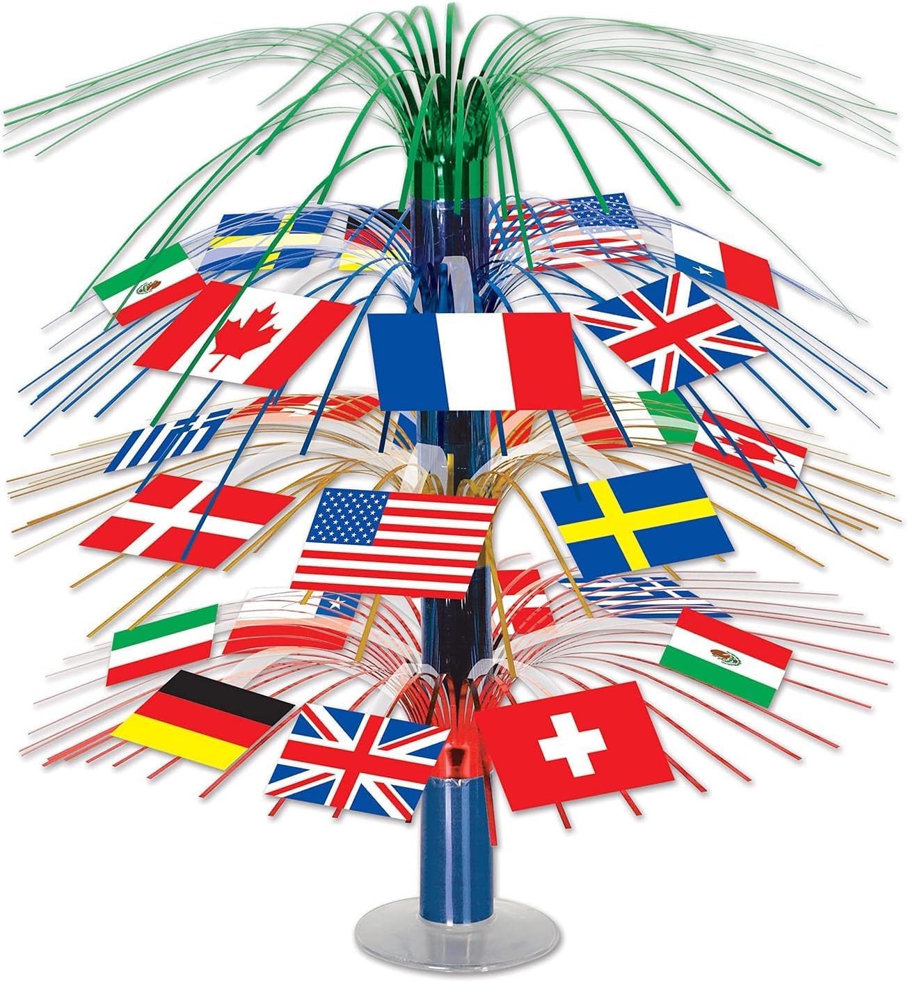 International Flag Cascade Centerpiece, 18-inch Pkg/3