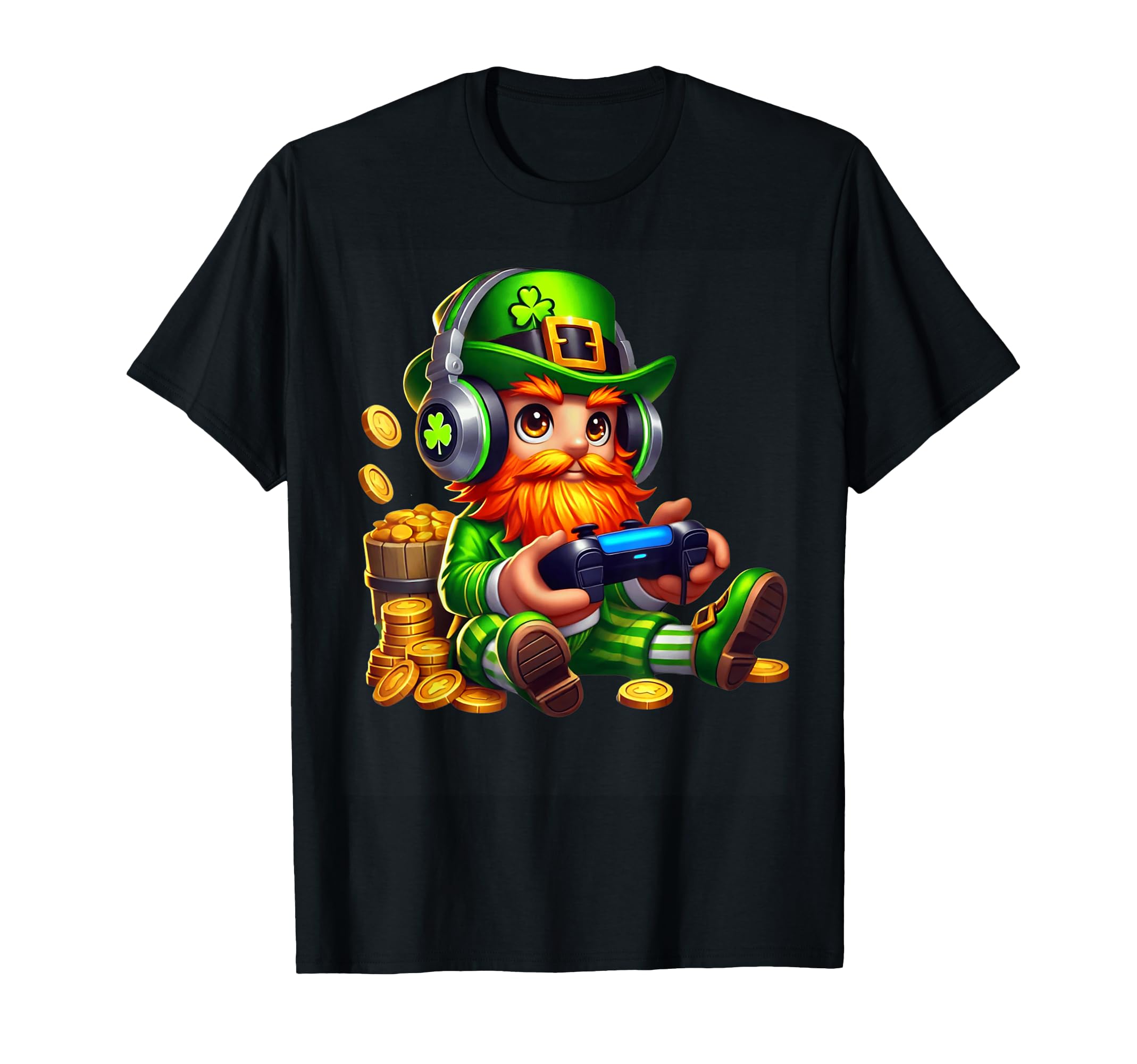 Video Game Leprechaun St Patricks Day Gamer Kids Boys Gaming T-Shirt