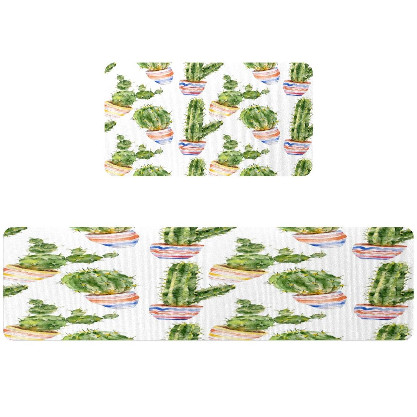 Tapis de cuisine cactus lot de 2 tapis aquarelle antidérapants et lavables