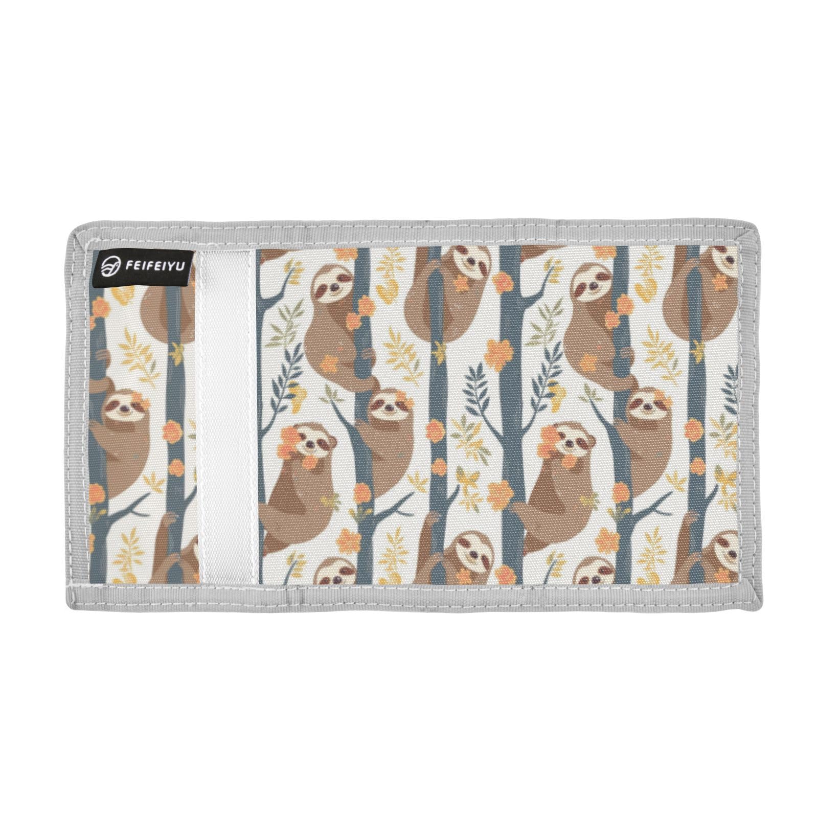 Wusikd Cute Sloths Kids Wallet for Boys Girls Hanging Tree Flowers Toddler Trifold Wallet Novelty Wallet for Teens Women Men