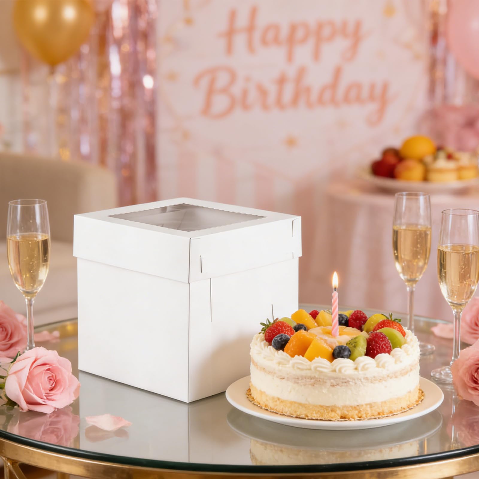 10 cajas de cartón para tartas, color blanco, 30 x 30 x 30 cm, caja para tartas, caja de transporte para tartas, caja de transporte, para tartas, cajas de cartón para tartas, pasteles