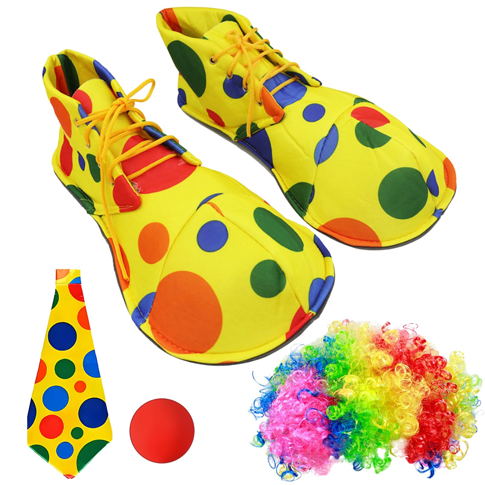 Benaewa 4 Pcs Clown Set, Rainbow Clown Costume Shoes for Accessories Cosplay, Theme Party