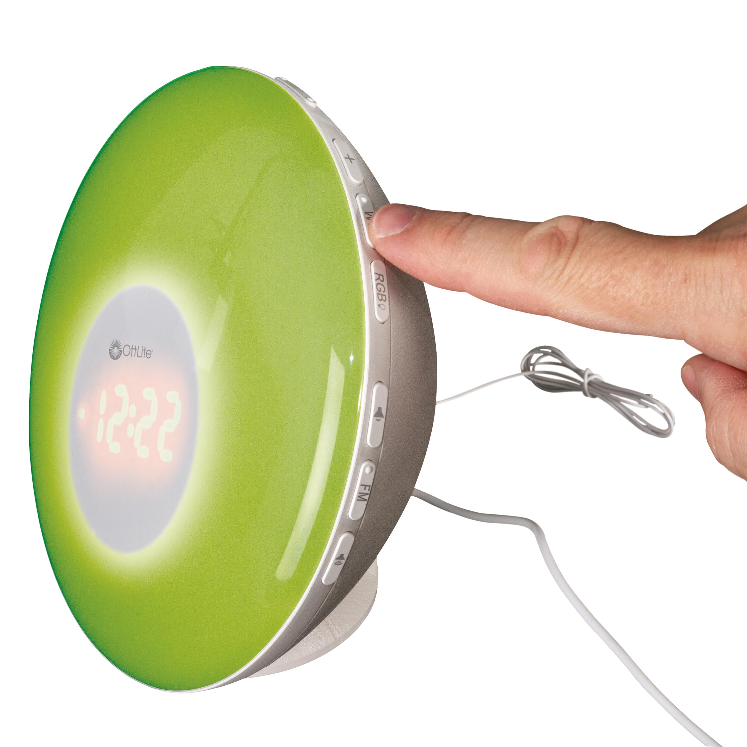 OttLite Aufwachlicht mit weißem Rausch-Soundgerät, Farbwechsel, Sonnenaufgangssimulation, 7 Weckgeräusche, Schlummerfunktion, intelligenter Wecker für schwere Schläfer, Sonnenlichtlampe mit