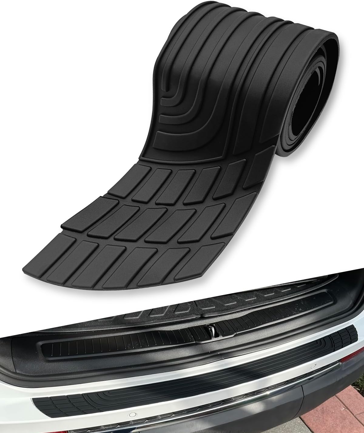 Car Rear Bumper Protector, 41" x 3.4" Universal Anti-Scratch Rear Bumper Guard for Cars/SUV, Black Heavy Duty Rubber Back Bumper Protector Trunk Automotive Exterior Accessories