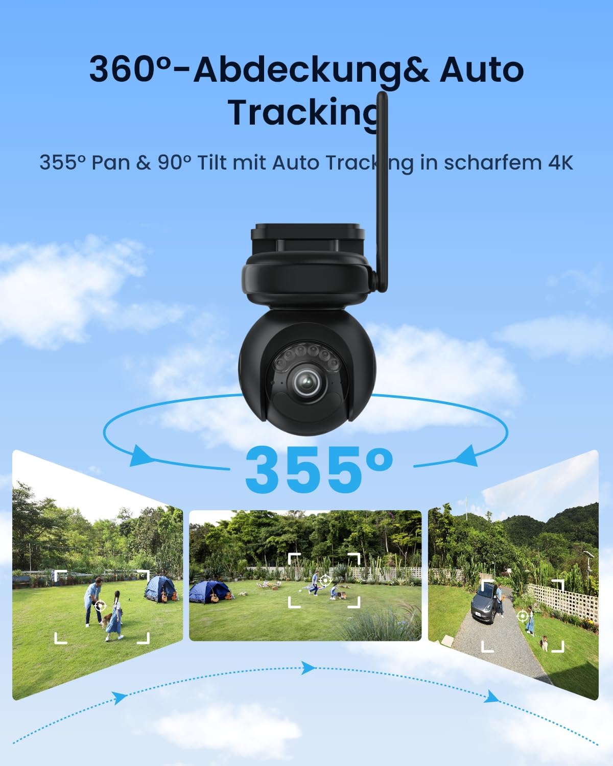 Reolink Altas PT Ultra, 2-Kamera-Set mit Solarpanel, 4K Solar Überwachungskamera Aussen Akku mit 10s Voraufzeichnung, KI-Erkennung, Auto-Tracking, ColorX-Nachtsicht