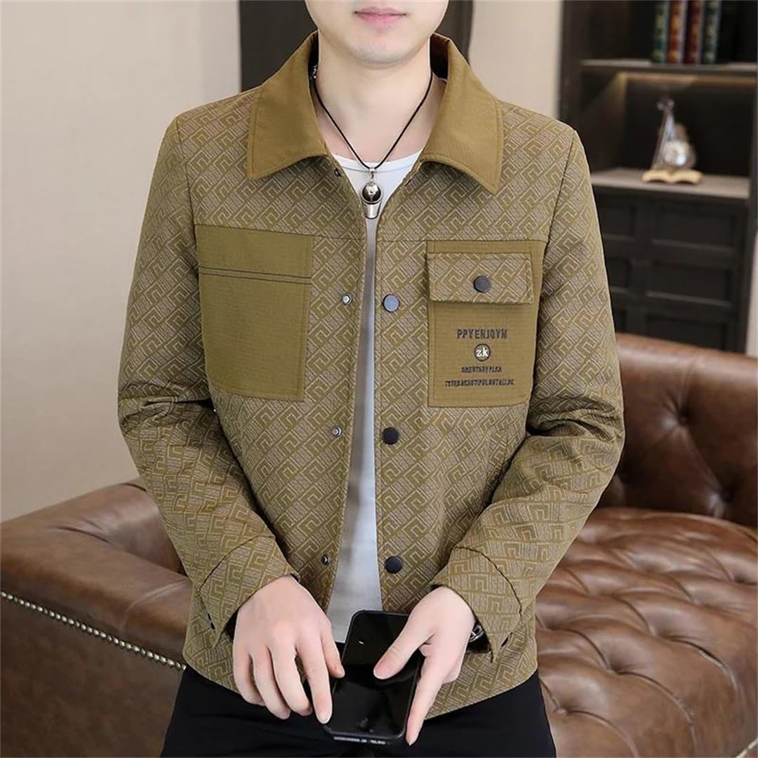 Męska kurtka z długim rękawem klapa biznesowa odzież wierzchnia slim fit towarzyska streetwear wiatrówka kurtka