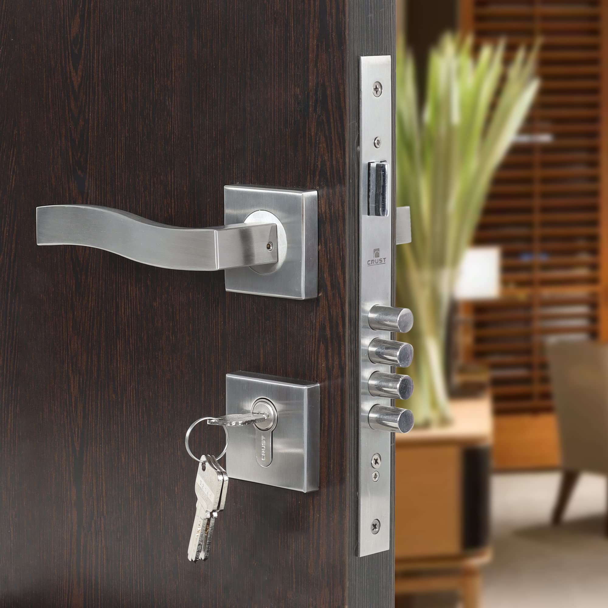 Voltizi Premium Mortise Door Locks for Main Door/Bedroom Door/Door Lock Handle Set with Brass Lock Body Set with 3 Key/Main Door Locks for Home/Office/Hotel (Main Door/Bedroom Door, VIVA)