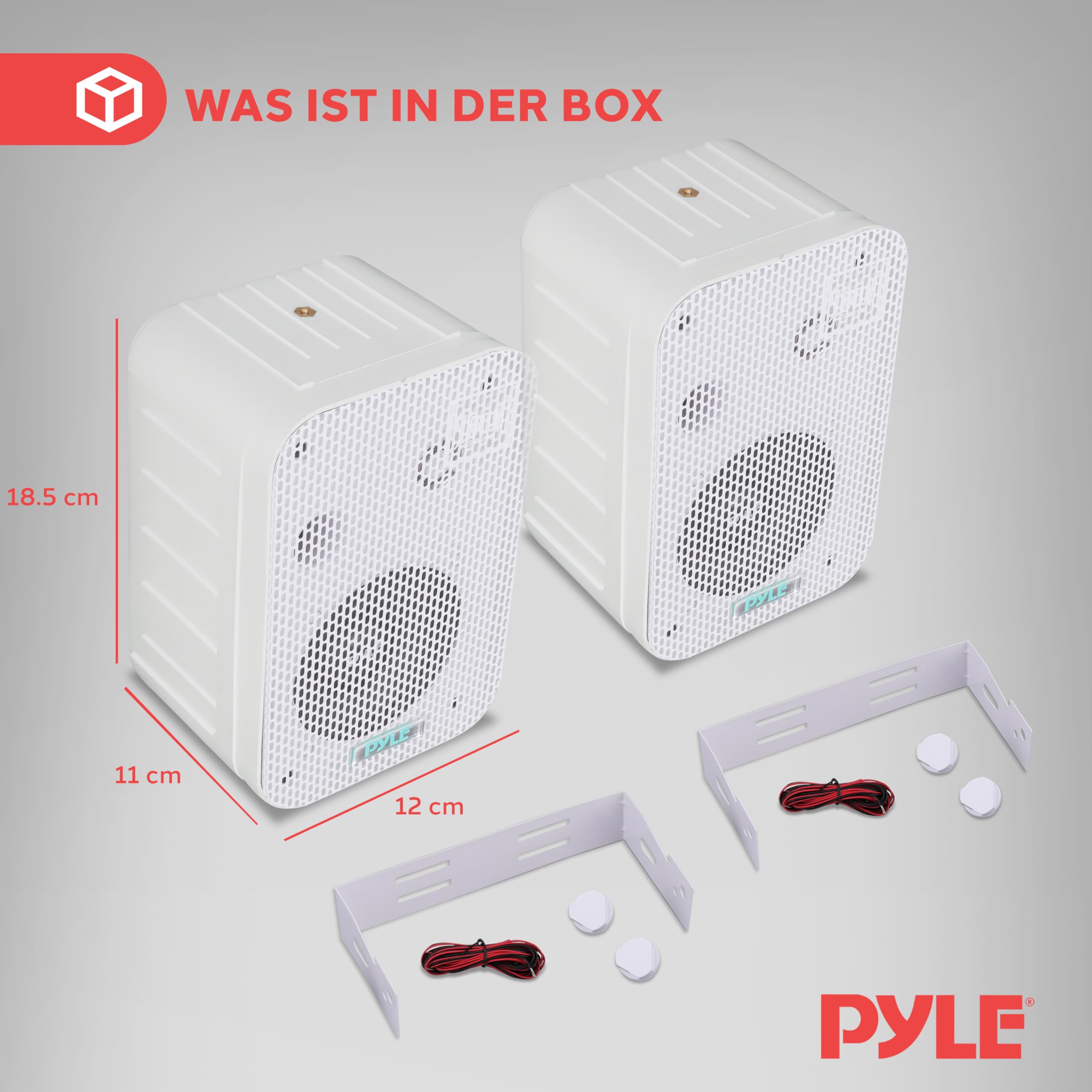 Pyle Outdoor Lautsprecher, Wandlautsprecher 300W Lautsprecher Boxen, Outdoor Speaker, Marine Speaker, Außenlautsprecher Wetterfest & Leicht Montierbar, für Terasse, Boat Spa ATV UTV Badezimmer, Weiß