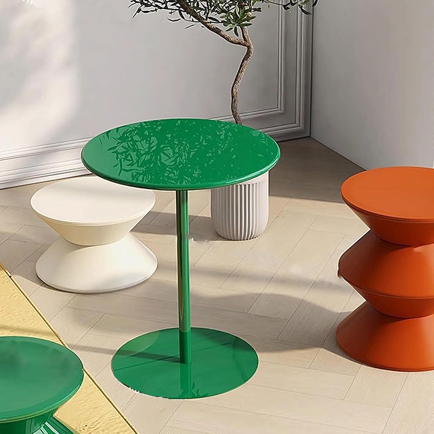 Drsyffsup Nordic Style Bar Table Round Cocktail Table, Pub Table Sturdy Base Bistro Table Kitchen Dining Tables for Dining Room Home Kitchen Patio Bistro, Green (Size : 70x70x72cm)