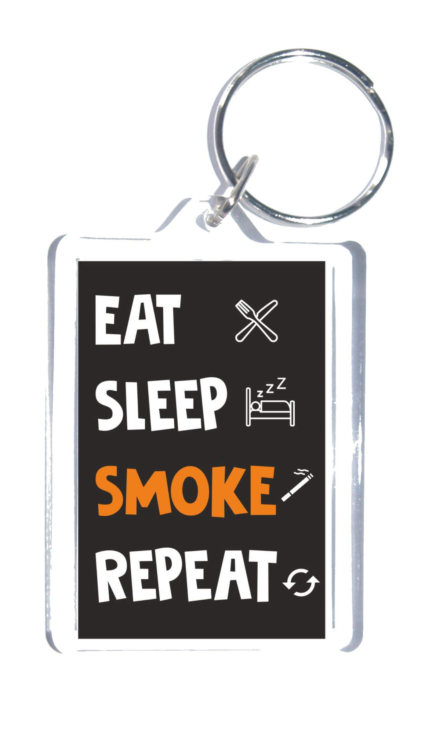 Clare''S Cosmetics Black Smoking Keyring - Eat Sleep Smoke Repeat - Novelty Smoking Keyring – Fun Gift – Great Gift Or Present