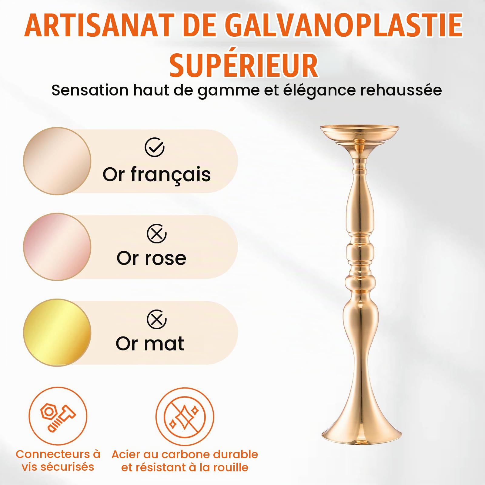 VEVOR Vase de Mariage, Lot de 24, Supports de Fleurs de Mariage de 50 cm de Haut, Vase Or en métal pour Centre de Table pour Tables, dîner de Mariage, cérémonie d'anniversaire, décoration d'événement