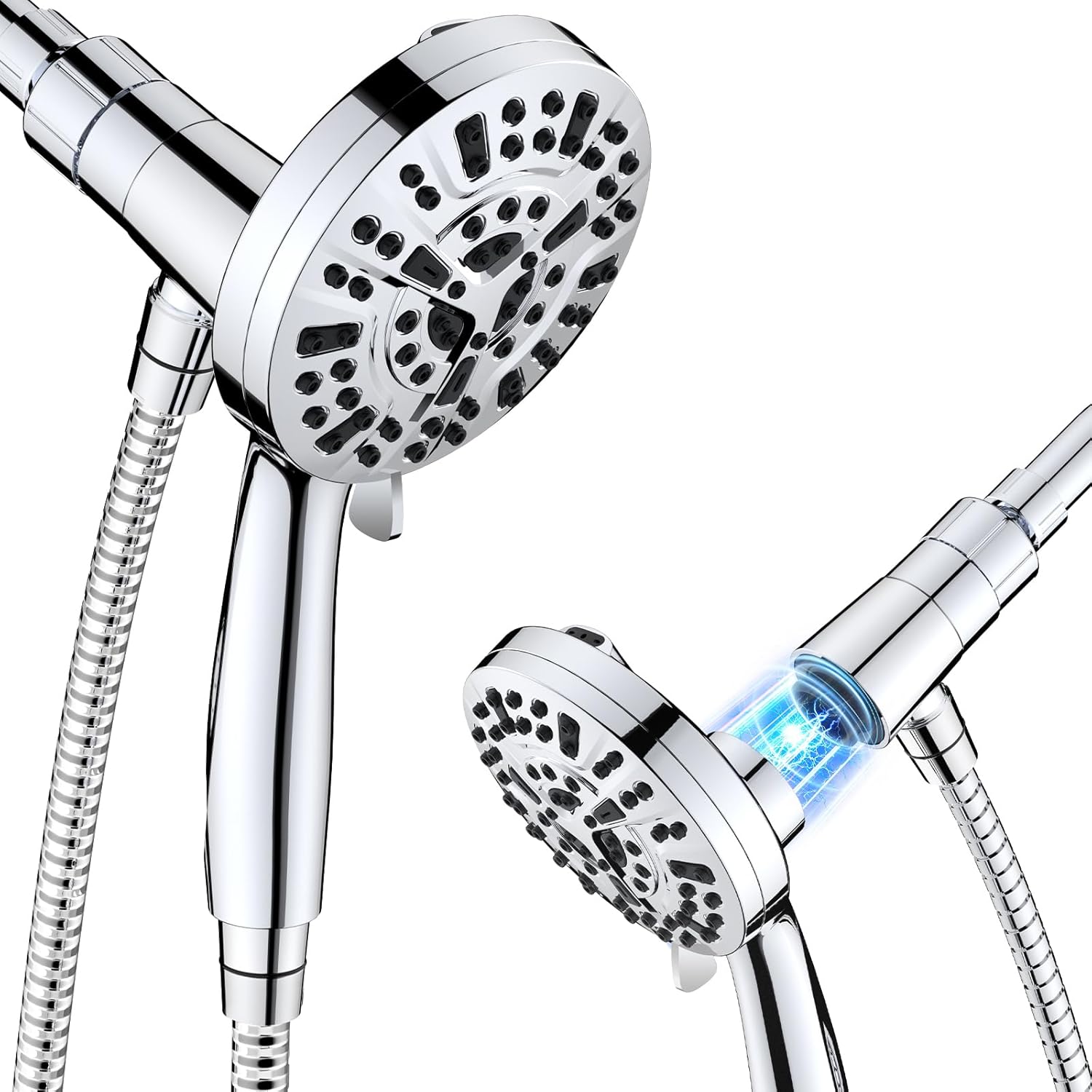 Product image of VOXON Magnetic High Pressure Shower Head, 10-Mode Handheld Shower Head, Built-in 2 Power Wash, Shower Head with Handheld with Magnetic Docking System & 60-Inch Hose, 2.5 GPM ShowerHead with 5'' Face