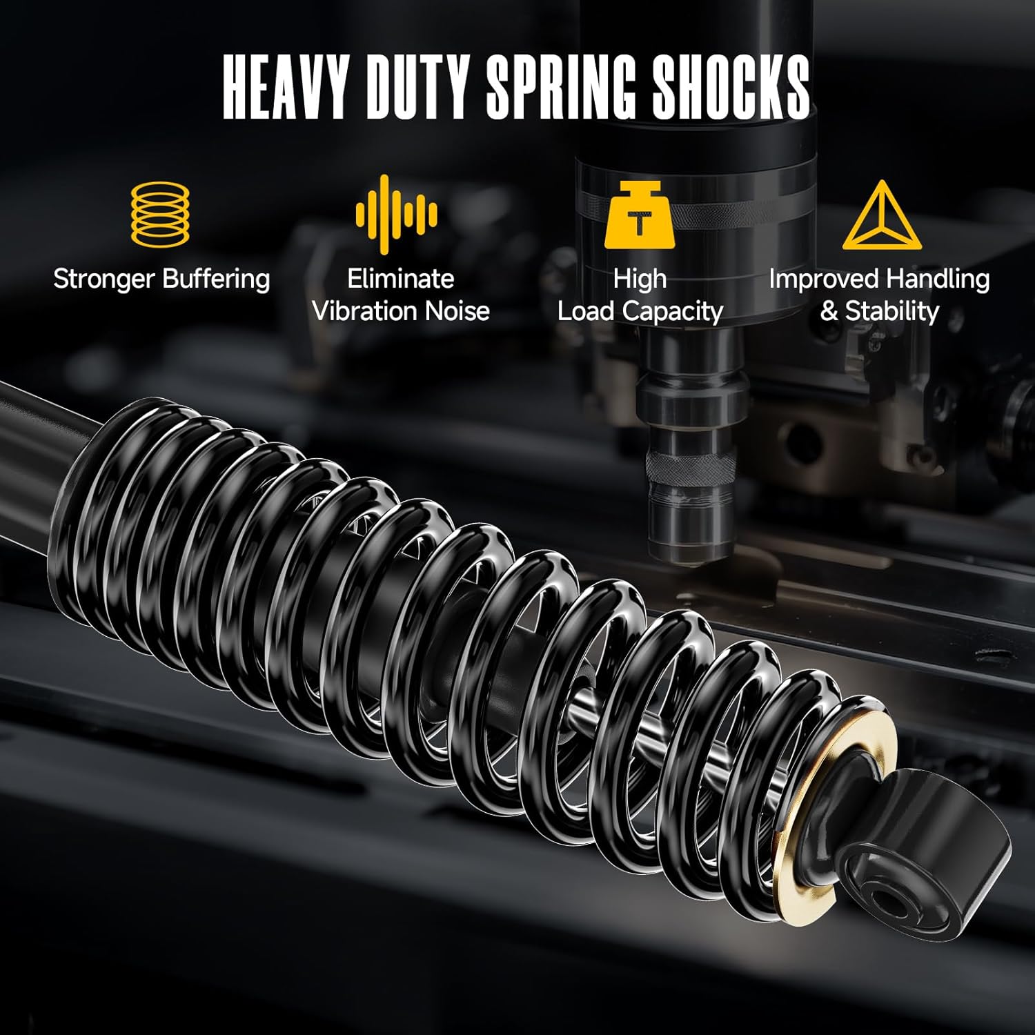 Golf Cart Heavy Duty Rear Shock with Spring for Yamaha G29 Drive, G22, G20, G19, G16 and G14 Gas and Electric Models, Replace OEM JN4-F2210-00,JN3-F2210-00, JW2-F2210-10, Extended Length 14"
