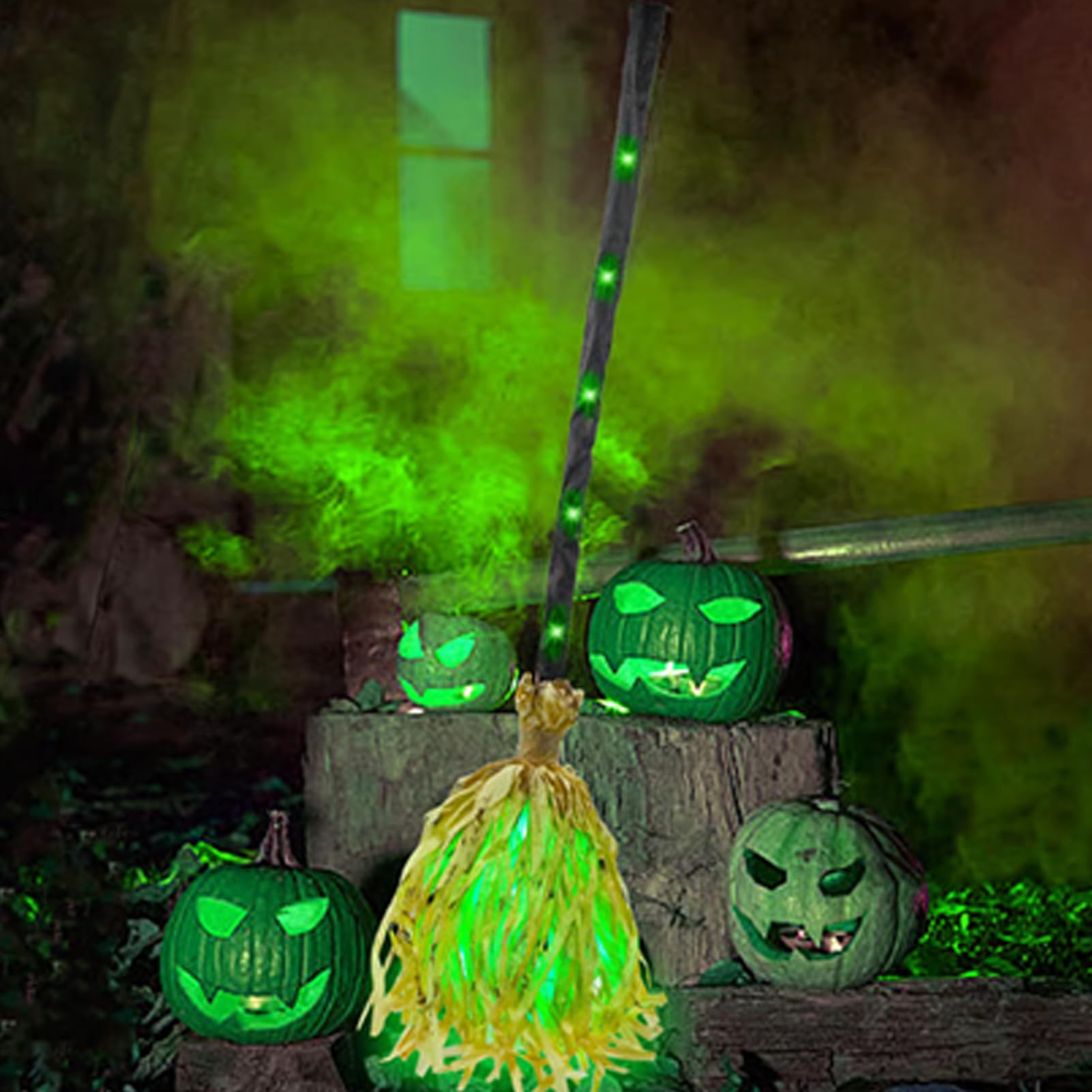 Halloweenowa miot?a, która si? porusza, nawiedzona ta?cz?ca czarownica miot?a dekoracja ?wi?teczna | dekoracje halloweenowe ze ?wiat?em d?wi?kowym imprez? drzwi wej?ciowe ?ciana pokój nawiedzony