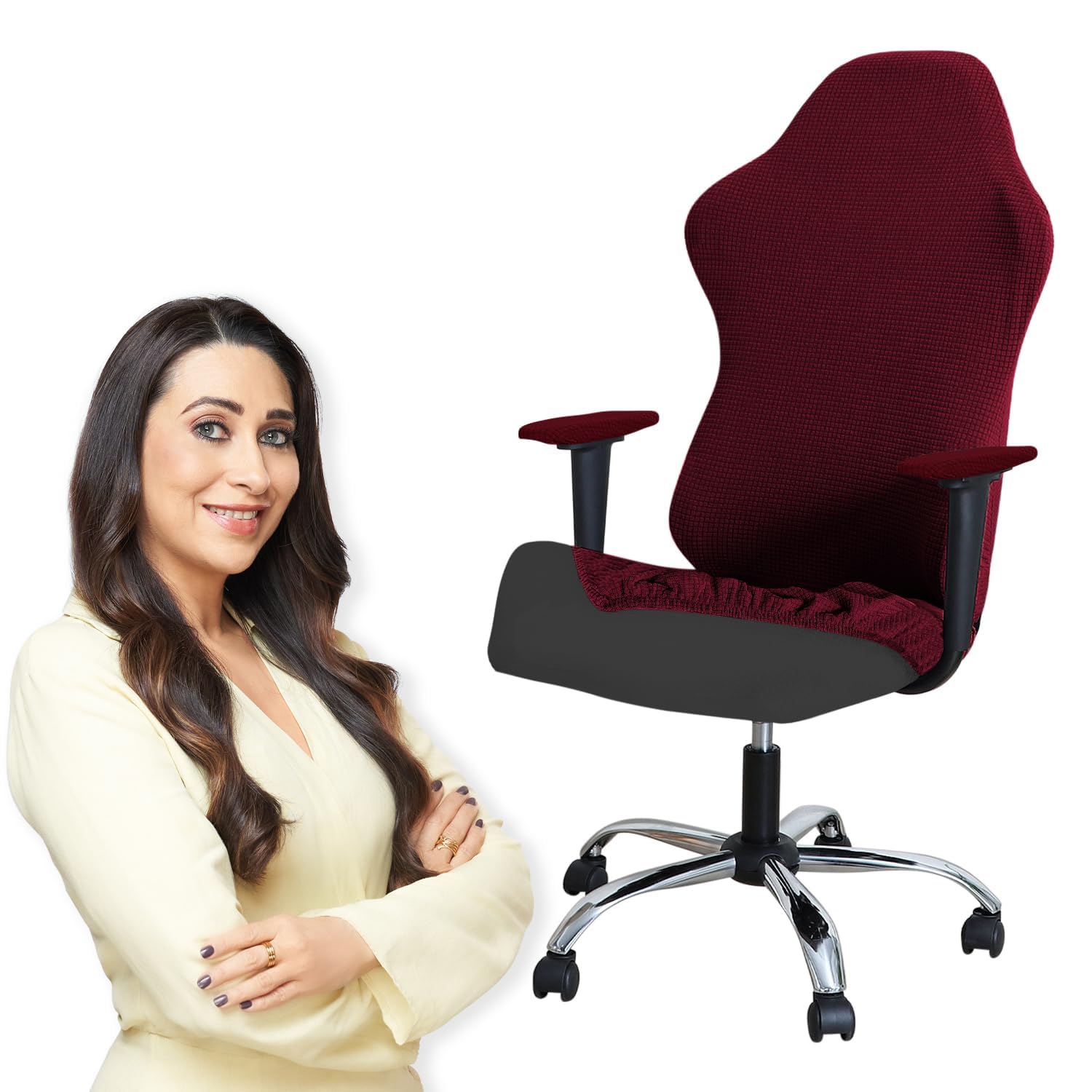 HOKIPO Gaming Chair Cover Stretchable Elastic Jacquard Computer Rotating Chair Seat Covers Slipcover(BRGN-NEW2-5008)-image-31