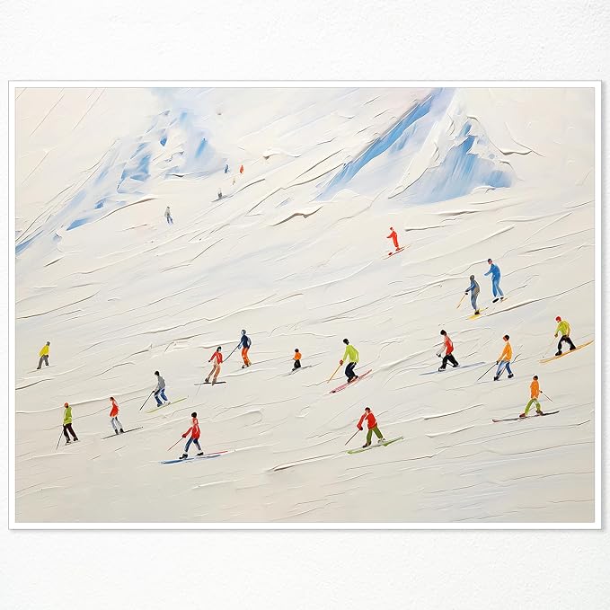 Set of vintage style ski posters with winter mountain landscapes