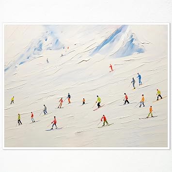 xbsifyiooa Vintage Ski Posters, Winter Snow Mountain Landscape Canvas Wall Art, Colorful Christmas TV Art Prints, Wall Decor Artwork for Outdoor Sports Lover 16x24in Unframed