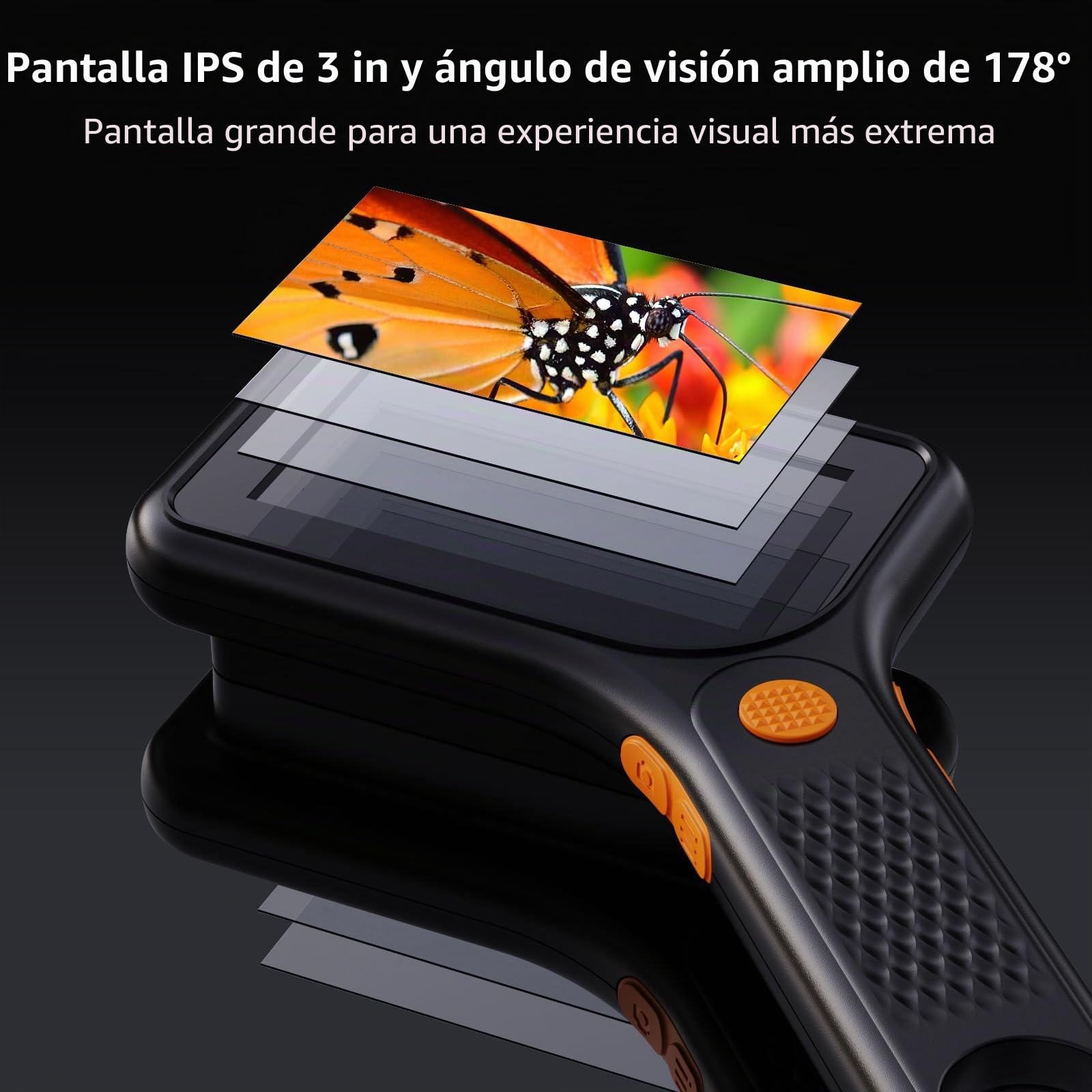 Microscopio Digital para Adultos 500X, Microscopio de Bolsillo Portátil con Pantalla HD de 3 Pulgadas, 8 Luces LED Ajustables, Compatible con Windows y MacOS - Negro