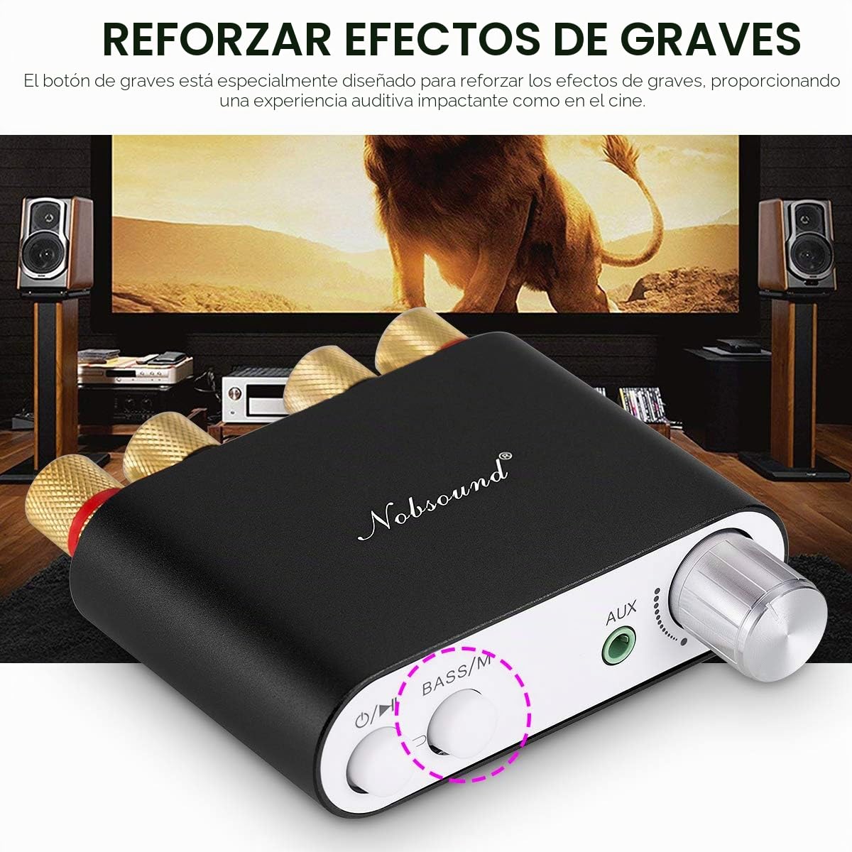 Nobsound NS-10G - Amplificador digital HiFi de 100 W con fuente de alimentación, Bluetooth, negro