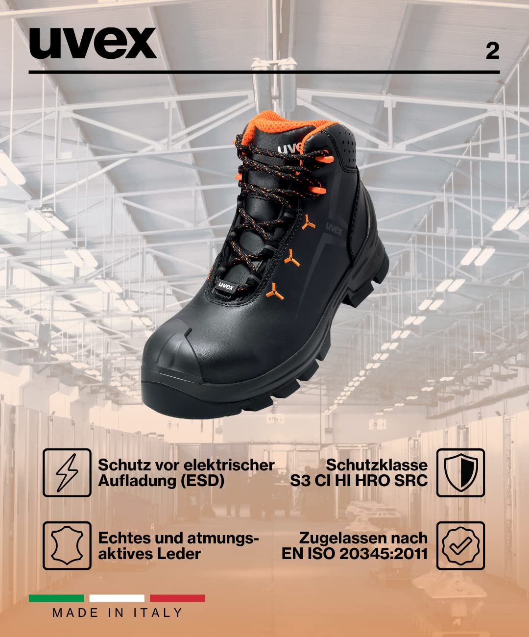 Uvex 2 Vibram Schnürstiefel S3, Scarpe Antinfortunistiche Unisex-Adulto