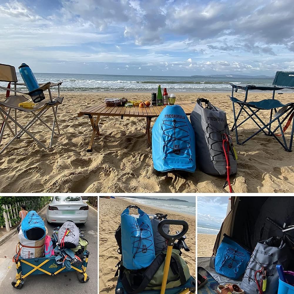 Wodoszczelna torba chłodząca, 20 l, składana, zwijana, torba termoizolacyjna, Cooler Dry Bag, podróżna torba chłodząca, torba piknikowa na kemping, urlop, wędrówki, piknik, podróż, niebieska