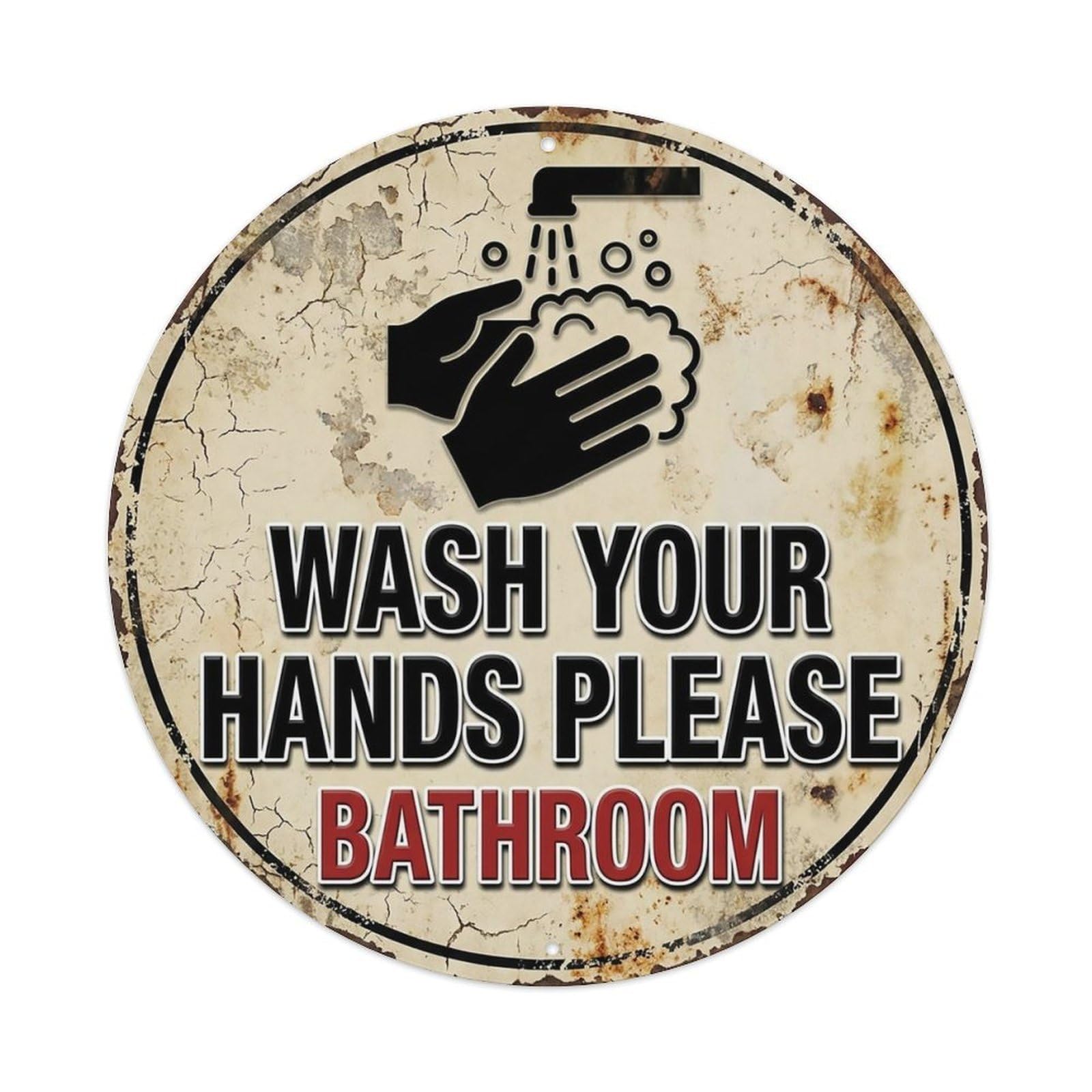 Wash Your Hands Please Bathroom Warning Sign Metal Tin Sign