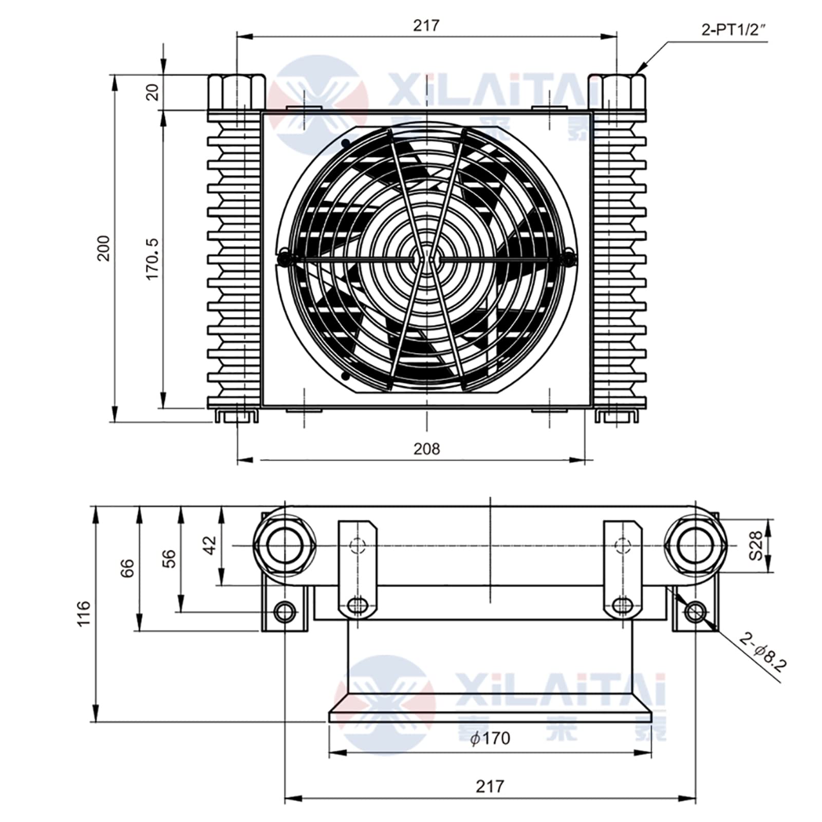 Sistema di Radiatore Idraulico Aria Ventola Olio della Macchina CNC AL404T-CA (DC 12V)