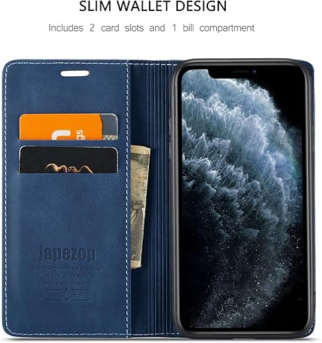 Miniatura 10 de Funda para iPhone 11 6.1, piel de alta calidad, TPU suave, bloqueo RFID, ranuras para tarjetas, soporte magnético, funda tipo cartera con tapa para