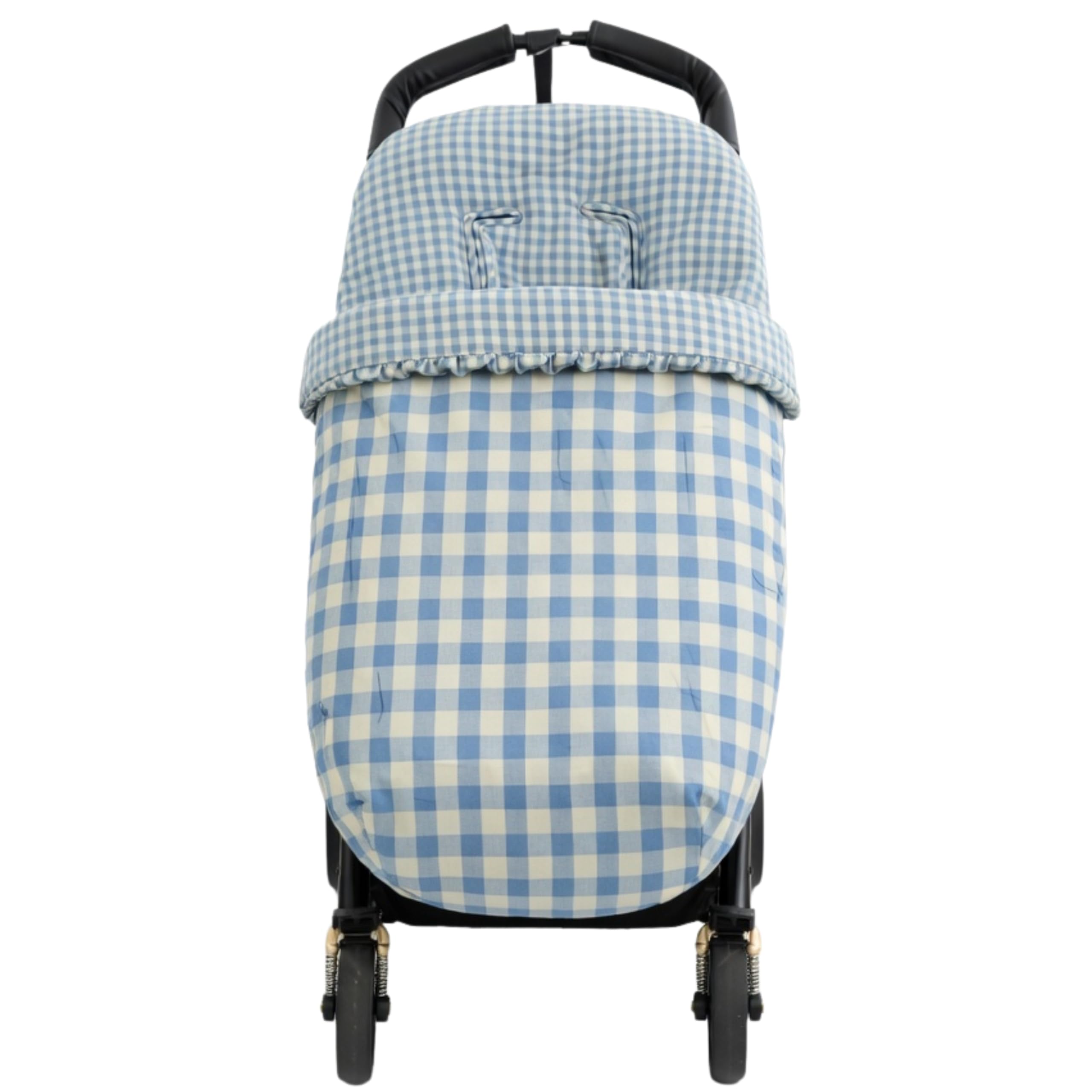 Nenel Saco para Silla de Paseo Universal – Vestidura Universal para Silla de Paseo – Vichy y Algodón– Handmade (Cuadros Menta/Azul empolvado)