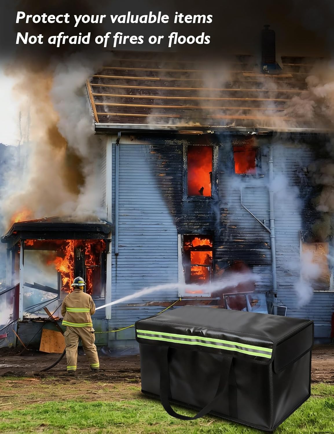 Large Fireproof Document Bags (24"×12"×13"), 4-Layer Thickened 360° Fire Safe Document Box, Rainproof Side Flap, Spacious Storage for All Valuables & Files Safe Accessories