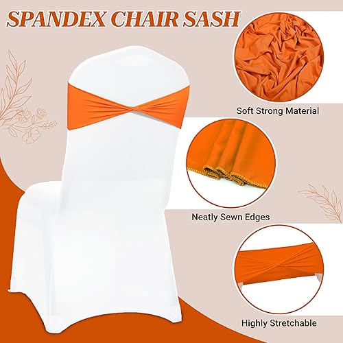 Miniatura 3 de MDS - Paquete de 50 cintas elásticas de elastano para sillas de comedor, lazos sin hebilla deslizante, ajuste universal para bodas, baby shower,