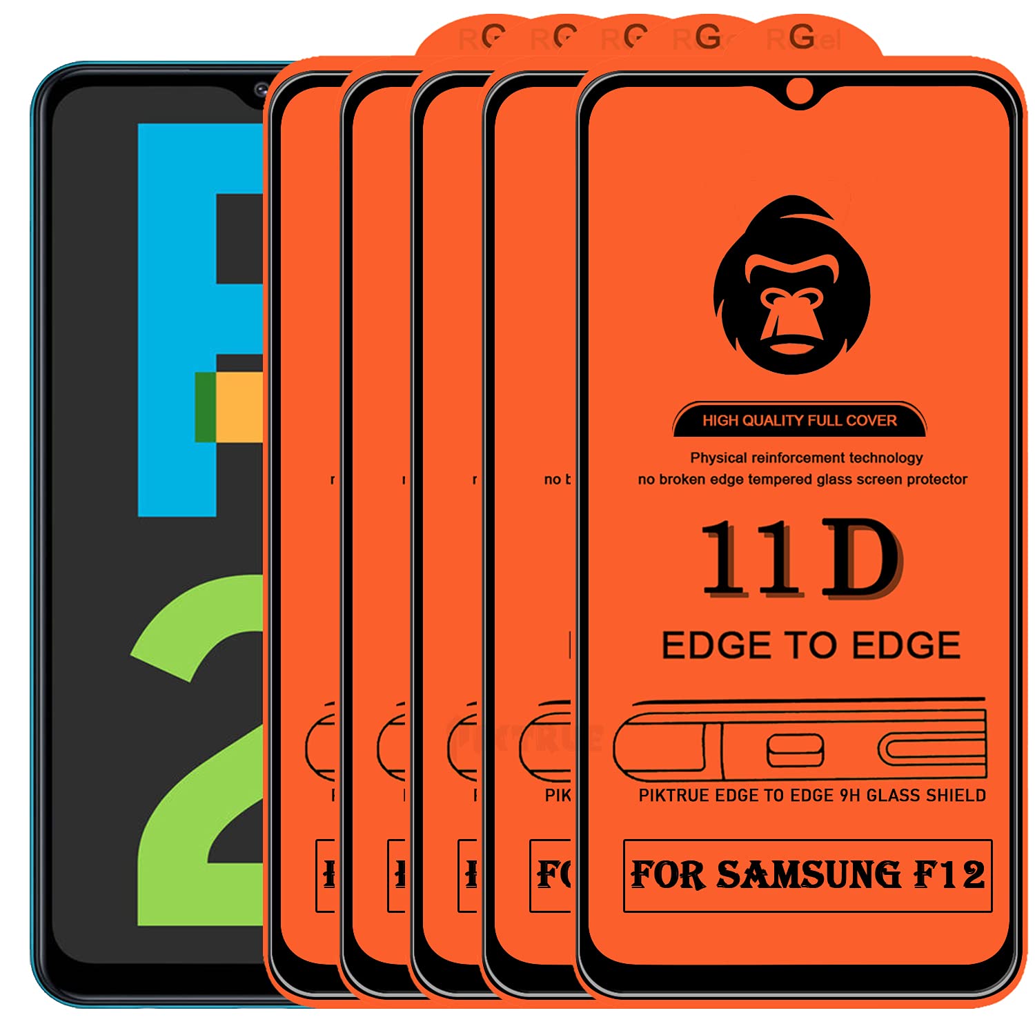 PikTrue® 11D Edge to Edge Gorilla Tempered Glass Compatible for Samsung F12 (Black) [ 11D Tempered Glass, Impact Absorb, Full Adhesive Glass, with Installation Kit ] (Pack of 5) (B09HHM84HT) Amazon Price History, Amazon Price Tracker