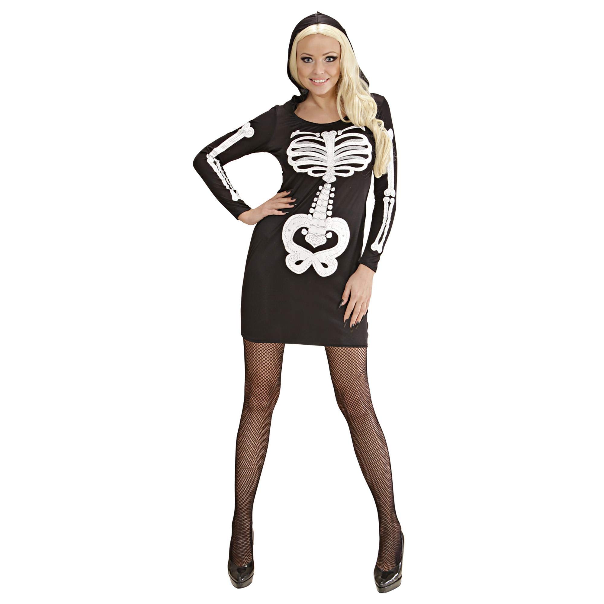 Ladies Glam Skeleton Girl Costume Large UK 14-16 for Halloween Fancy Dress