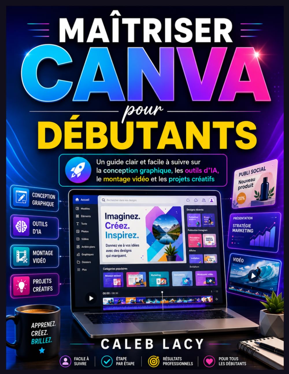 Maîtriser Canva pour les débutants: Un guide clair et facile à suivre sur la conception graphique, les outils d'IA, le montage vidéo et les projets créatifs