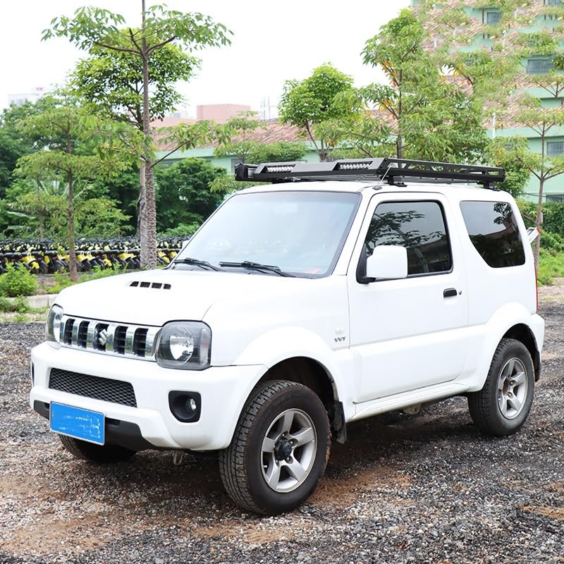FYOBOT Auto-Dachträger für Suzuki Jimny JB64 JB74 1998-2018, Gepäckträger-Dachträger, Aluminiumlegierung, Auto-Oberteil, Gepäck, Querstange, Schienenkästen, Korb,No Lights