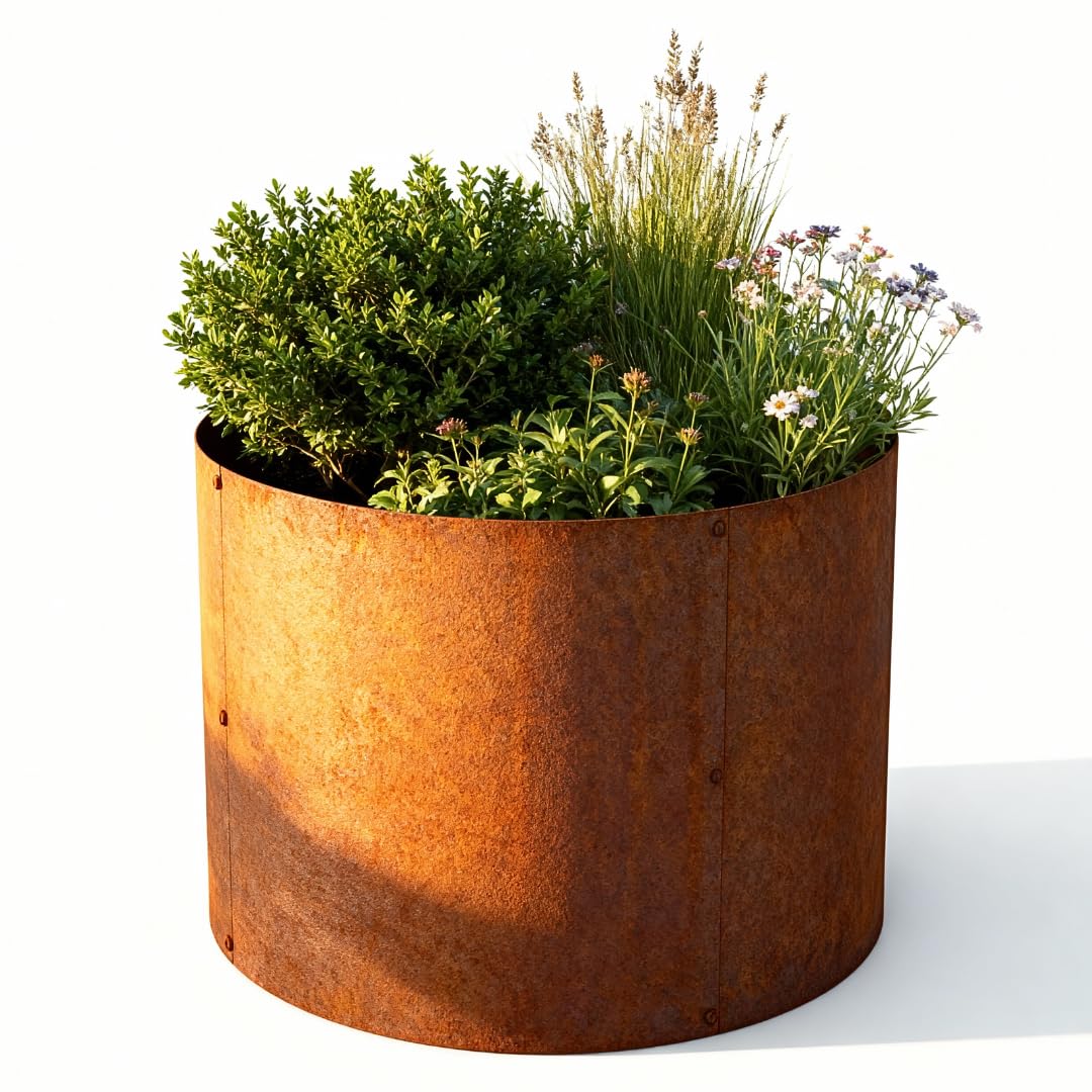 Pflanzring Cortenstahl 60 x 40 cm - aus echtem 1,5 mm Cortenstahl - Runde Beeteinfassung & Beetumrandung für den Garten – Wetterfest