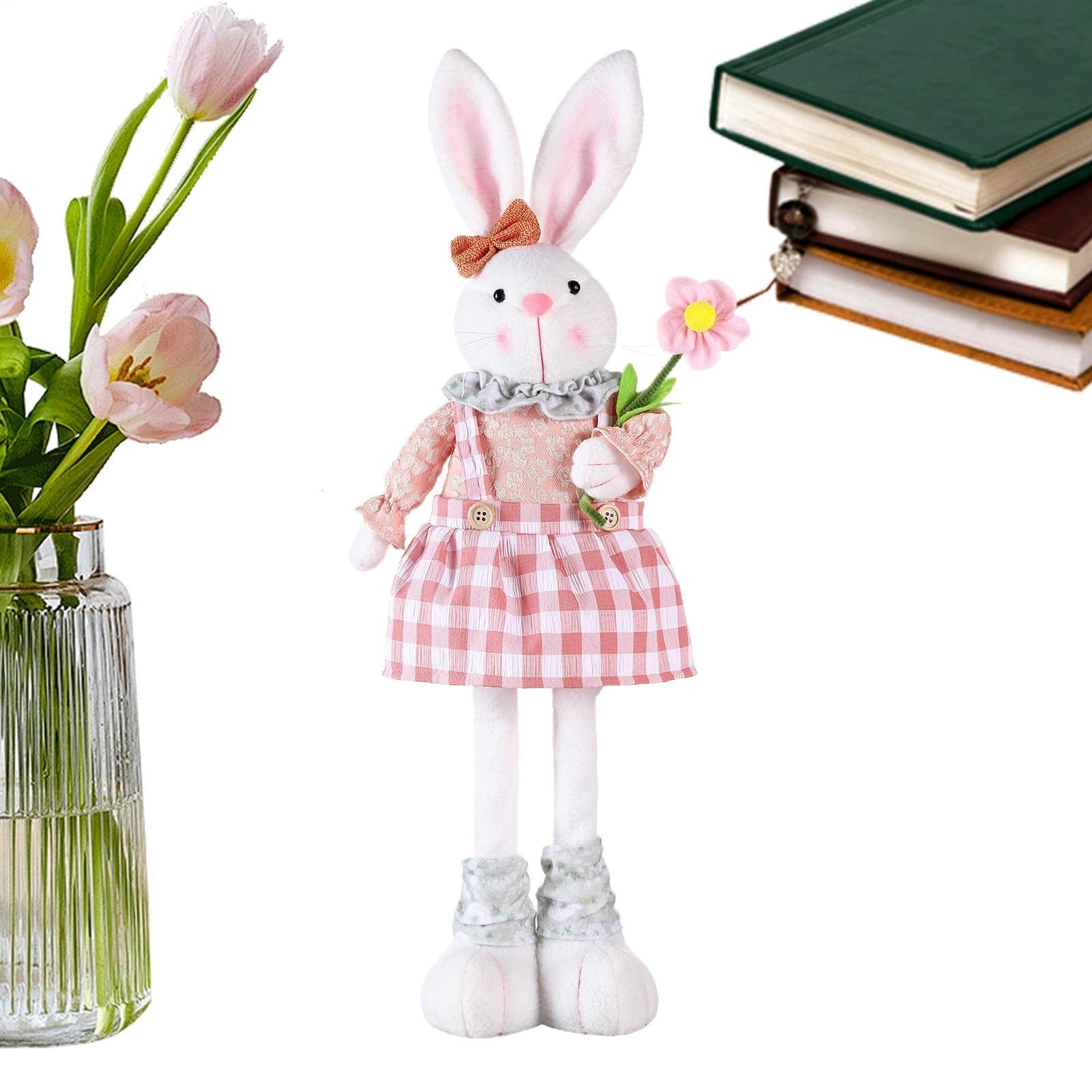Lapin de Pâques déco de plume 16-21cm figurines extensibles