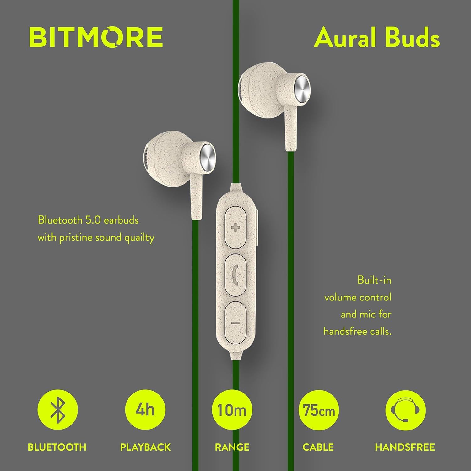 Diagramm der wichtigsten Funktionen der Bitmore Aural Buds
