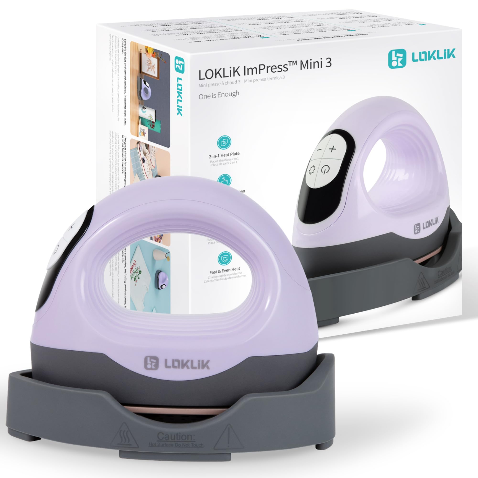 LOKLIK Impress Mini 3 – Prensa térmica para camisetas, bolsos, tazas, sombreros y otros textiles, para decorar y hacer manualidades, perfecto para pequeños proyectos de manualidades (Púrpura)
