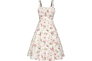 Women's Vintage Sleeveless Floral Ruched Summer Dress