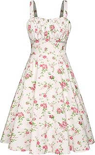 Vintage Floral Dress for Women 2026 Summer A-line Sleeveless Flowy Midi ...
