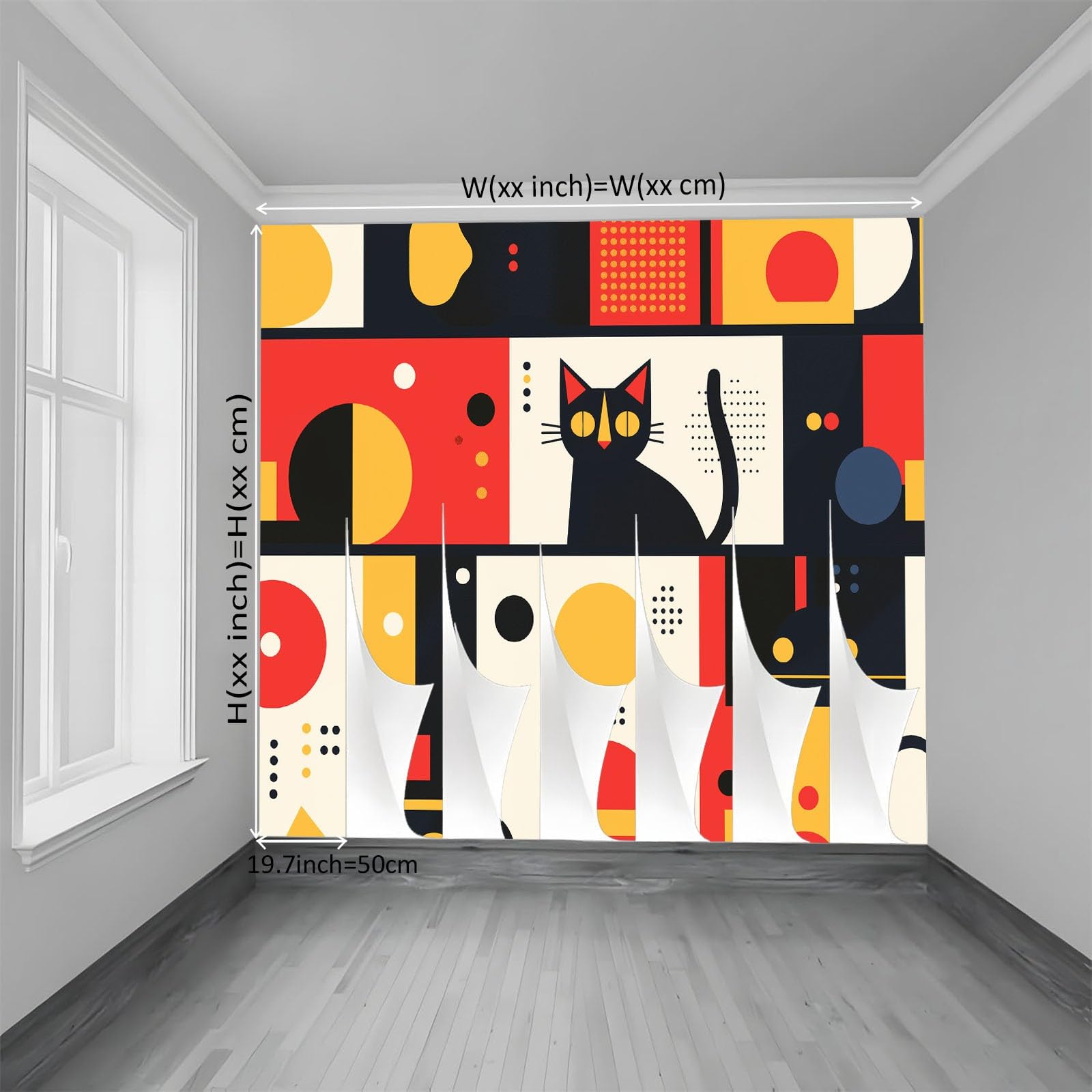 Panoramiczna tapeta 200 x 140 cm abstrakcyjny kot koło geometryczna włóknina XXL fototapeta dekoracja ścienna gobelin salon sypialnia - tapeta Trompe l'eil efekt 3D, kolor
