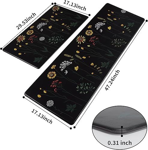 Miniatura 3 de Rempry 2Pcs Kitchen Mat, Cushioned Anti Fatigue Kitchen Rugs and Mats, Non-Slip Waterproof Comfort Standing Kitchen Runner Mat for Kitchen, Floor