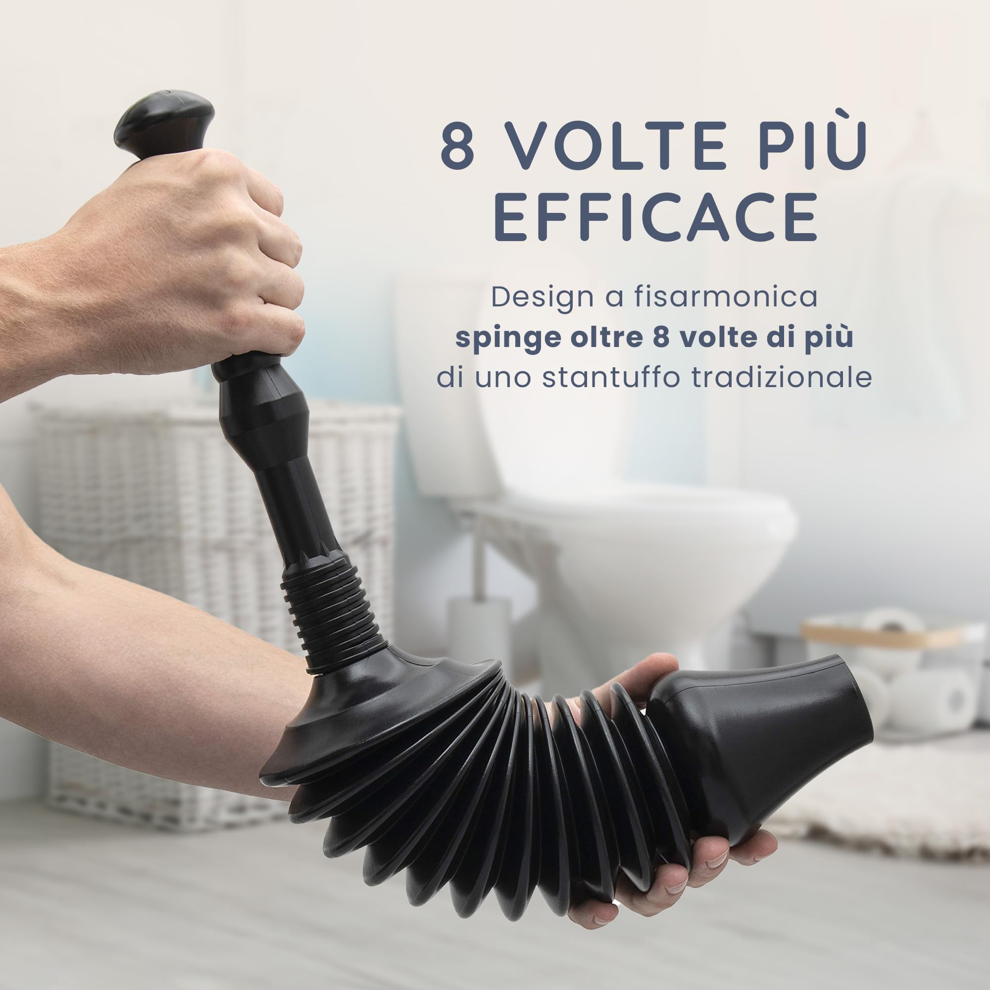 CUQOO Pulitore flessibile e resistente per WC con testa, senza sforzo e potente, per bagno, cucina, lavandini, vasche da bagno e docce, in stile commerciale (piccolo)