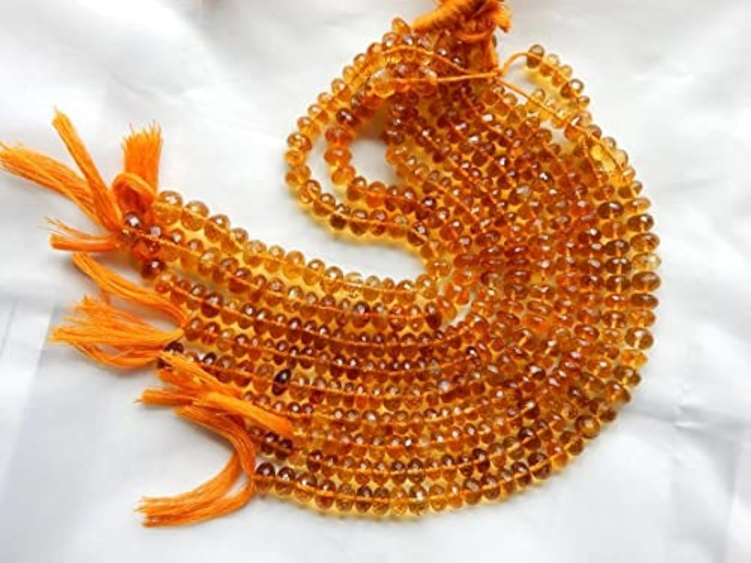Citrine perles rondelles facettées 8x7,5mm en pierre naturelle pour création de bijoux